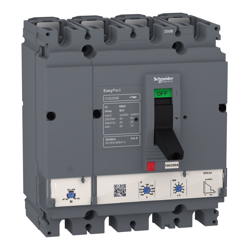 EasyPact CVS100B 100A ETS 2.2 25 kA 4P - LV510581 - SCHNEIDER ELECTRIC