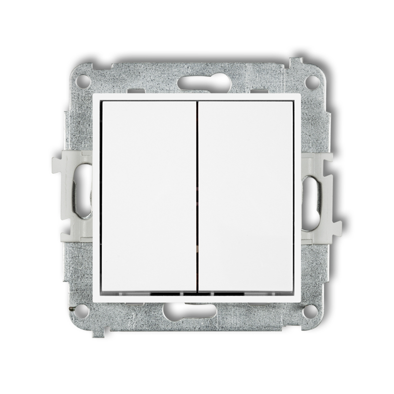 Mechanizm łącznika podwójnego krzyżowego (dwa klawisze bez piktogramu) podtynkowy IP 20, 10AX 250V~ ICON biały mat - 25IWP-66.1 - KARLIK