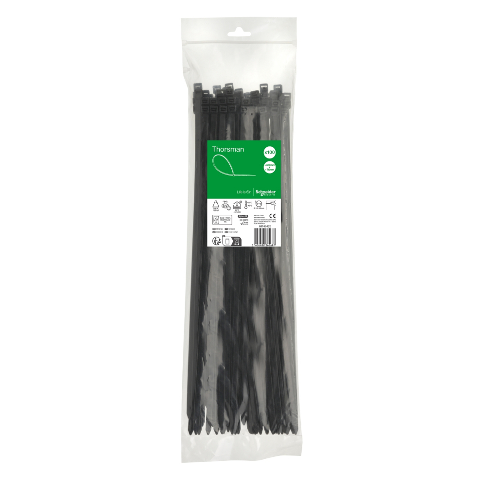 Opaska kabl. 380x7.6mm (100szt.) czarna - IMT46425 - SCHNEIDER ELECTRIC