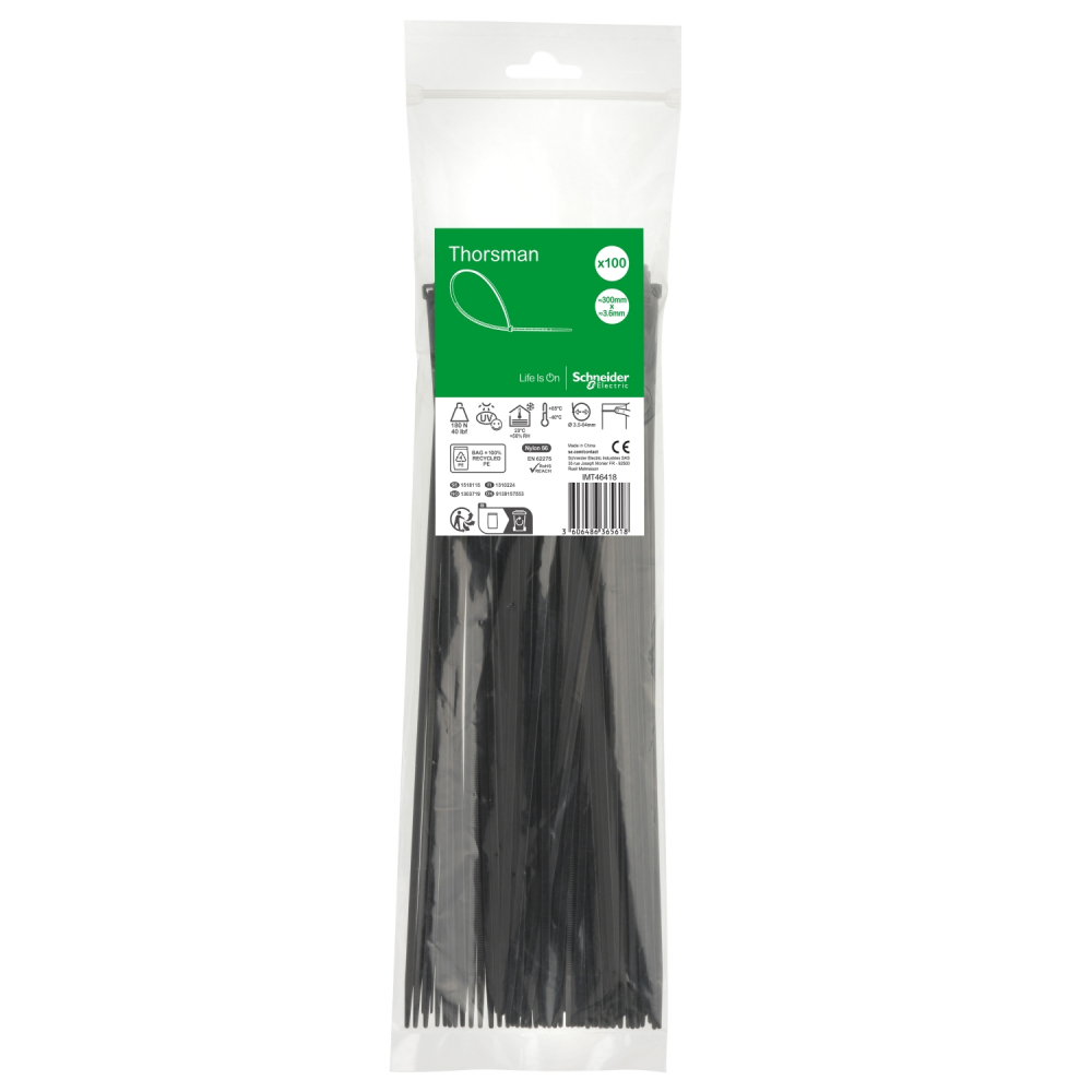 Opaska kabl. 300X3.6mm (100szt.) czarna - IMT46418 - SCHNEIDER ELECTRIC