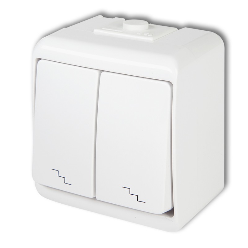 ŁĄCZNIK SCHODOWY PODWÓJNY IP 54, 10AX 250V~ BIAŁY JUNIOR - WHE-7 - KARLIK