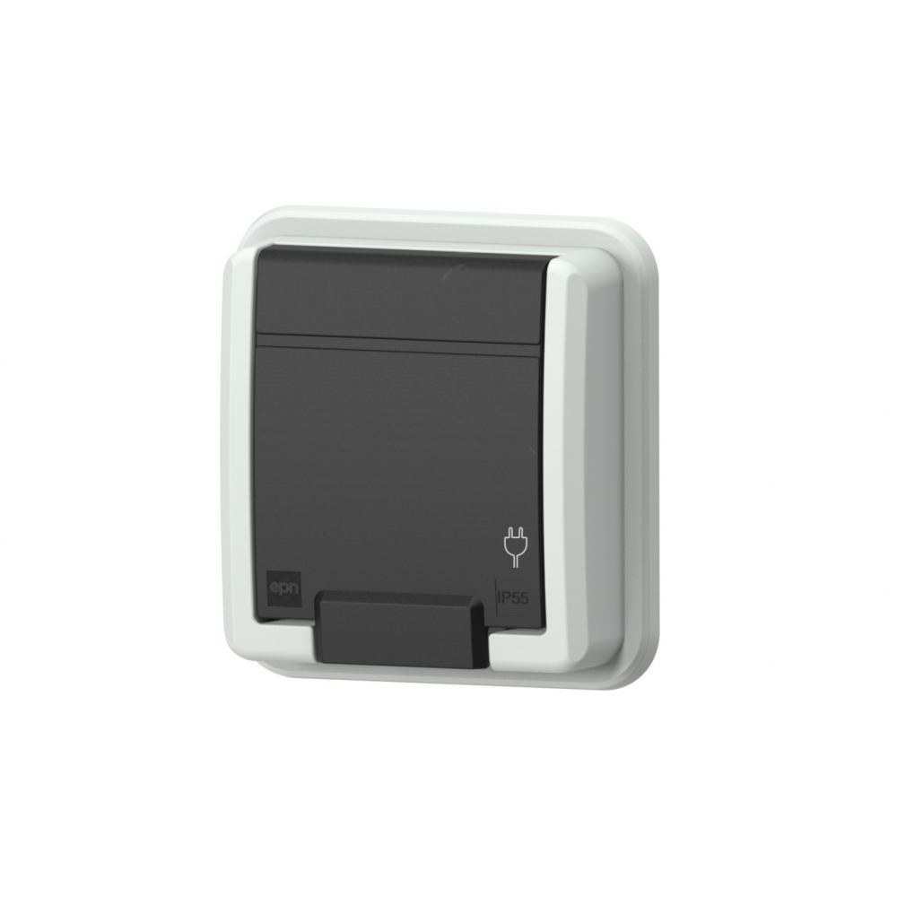 GNIAZDO POJEDYŃCZE PODTYNKOWE 2P+Z IP55 SZARY/ANTRACYT AQUANT 2K - 5041-70 - ELEKTRO-PLAST NASIELSK