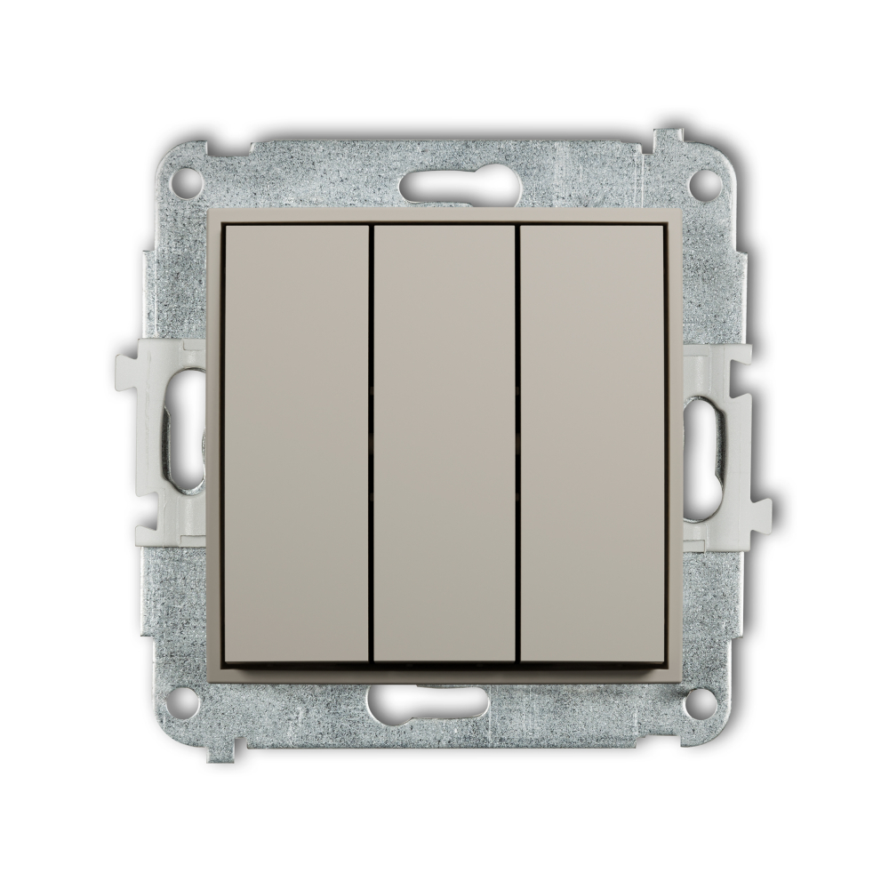 Mechanizm łącznika potrójnego podtynkowy IP 20, 10AX 250V~ ICON taupe - 60IWP-7 - KARLIK