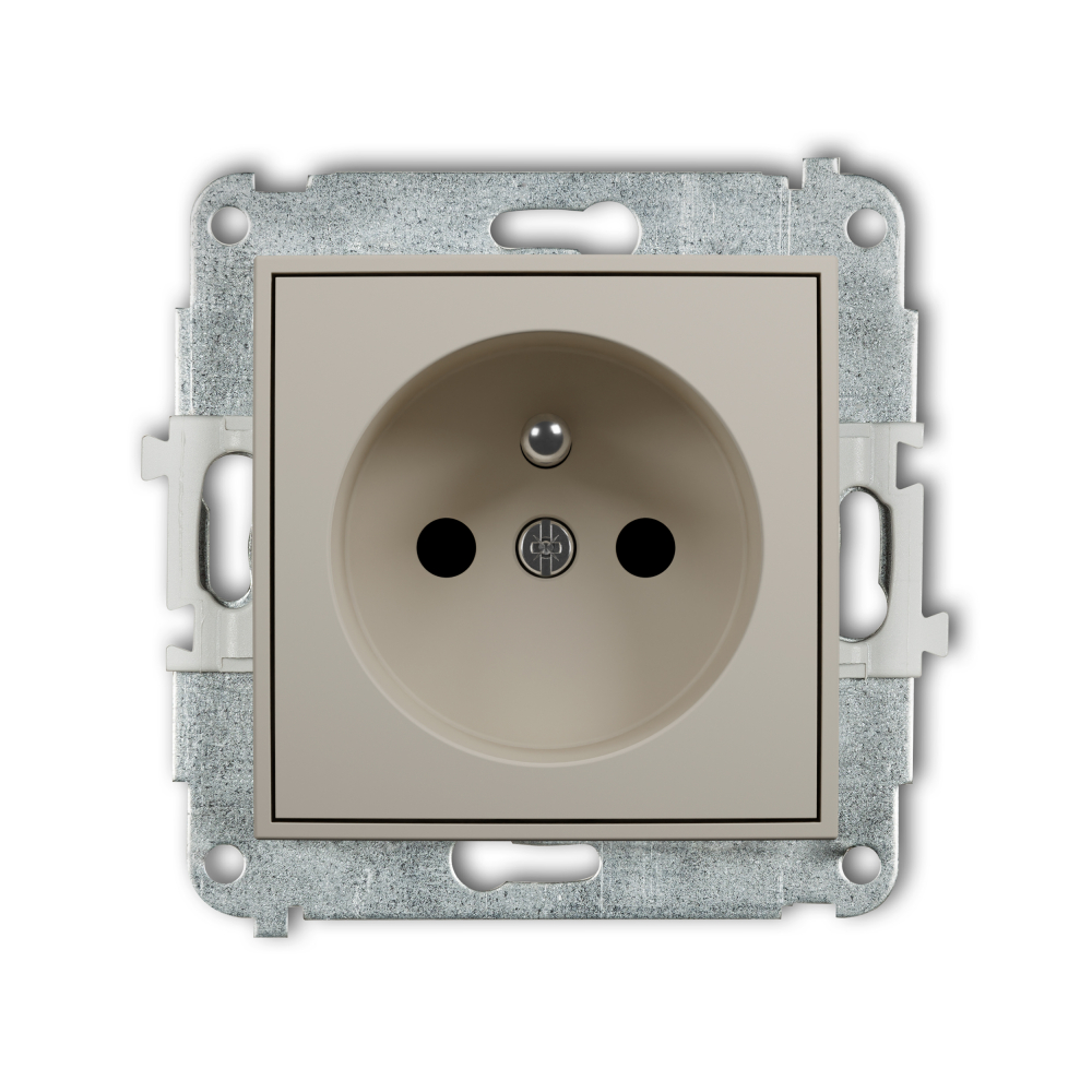 Mechanizm gniazda pojedynczego z uziemieniem 2P+Z (przesłony torów prądowych) podtynkowy IP 20, 16A 250V~ ICON taupe - 60IGP-1zp - KARLIK