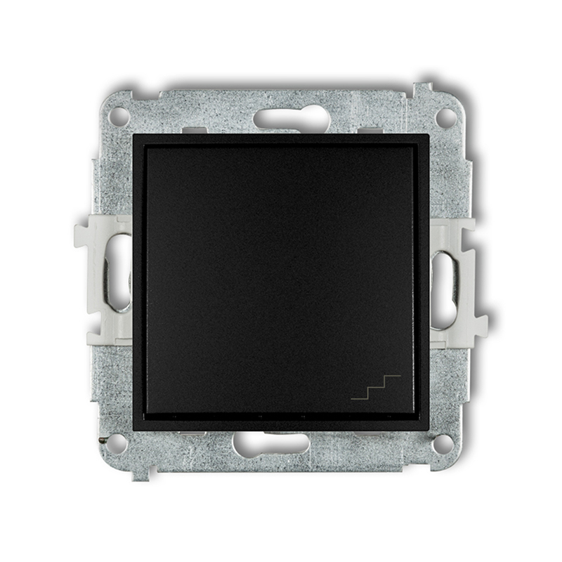 Mechanizm łącznika schodowego podtynkowy IP 20 / IP 44, 10AX 250V~ ICON czarny mat - 12IWP-3 - KARLIK