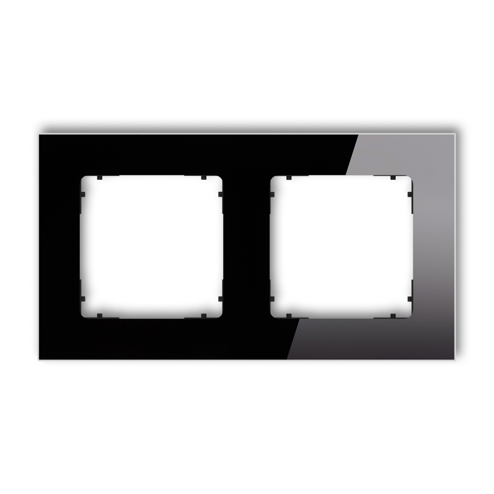 Ramka uniwersalna podwójna kwadratowa - efekt szkła (ramka: czarna; spód: czarny) podtynkowy IP 20 ICON czarny - 12-12-IRSK-2 - KARLIK