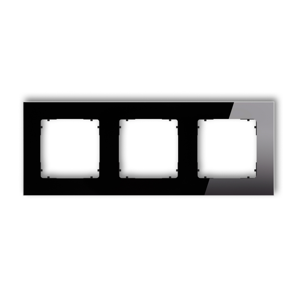 Ramka uniwersalna potrójna kwadratowa - efekt szkła (ramka: czarna; spód: czarny) podtynkowy IP 20 ICON czarny - 12-12-IRSK-3 - KARLIK