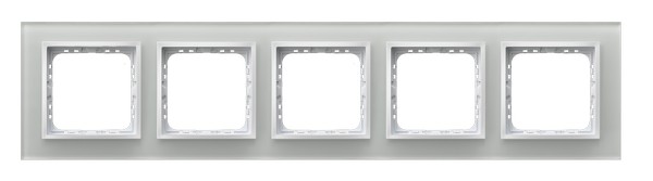 Ramka pięciokrotna Szkło+PC grubość 4mm BIAŁE SZKŁO IMPRESJA - R-5YGC/31/00 - OSPEL