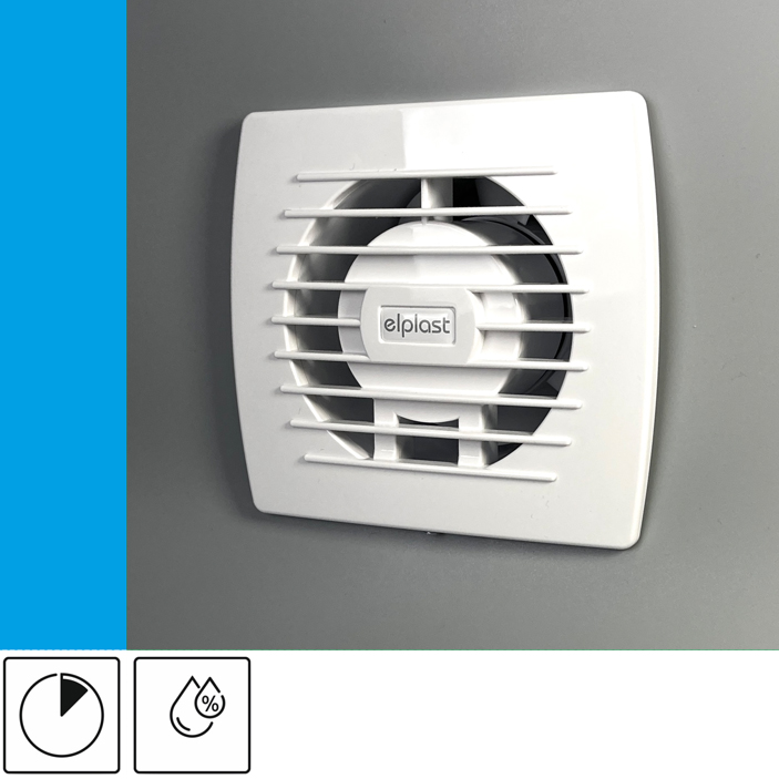 WENTYLATOR DOMOWY EOL 100HT CZUJNIK WILGOTNOŚCI Z OPÓŹNIENIEM CZASOWYM, FI 100 MM, KOLOR BIAŁY - 81874015 - S&I