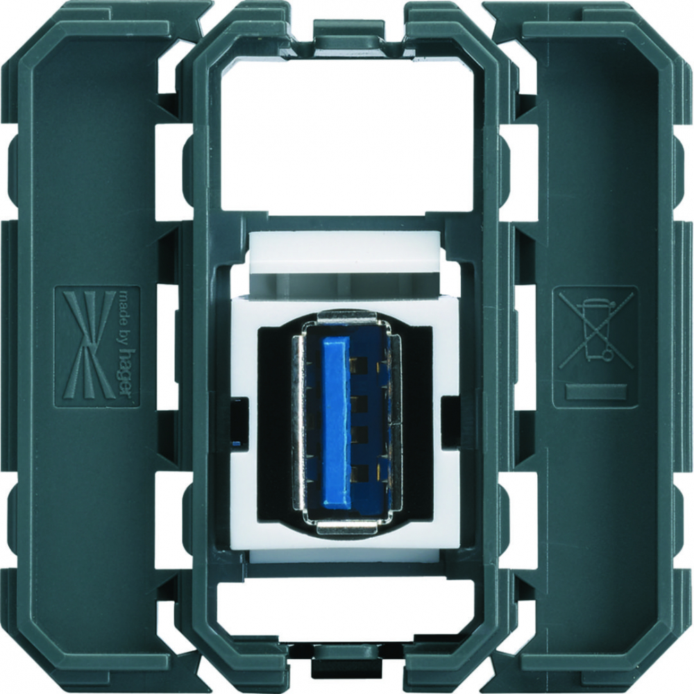 lumina/gallery gniazdo USB 3.0 z fabrycznym przewodem z wtyczką USB, 2M/1M - WXF644 - HAGER