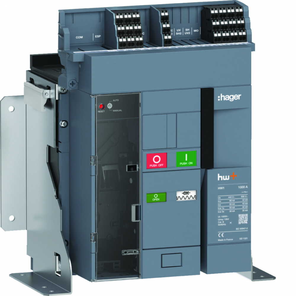 ACB HW1 66kA 1000A 3P Wyłącznik powietrzny stacjonarny do wyzwalacza sentinel - HW1E310FB - HAGER