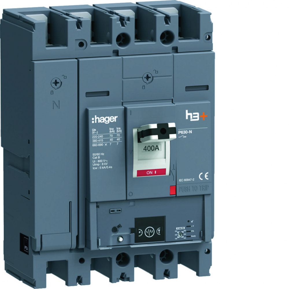 MCCB Wyłącznik mocy h3+ P630 Energy 4x400A 40kA - HNW401NR - HAGER