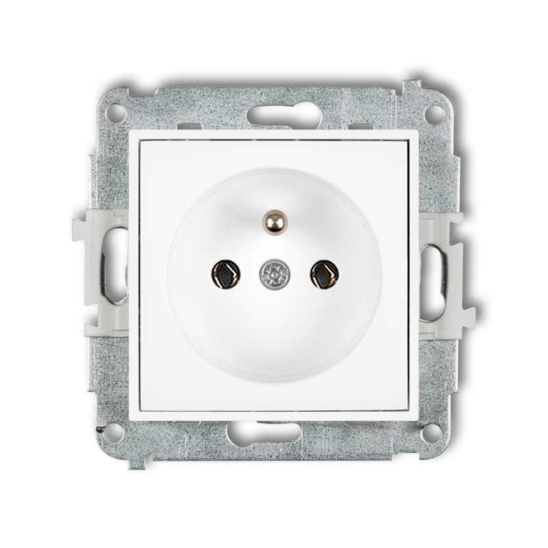 Mechanizm gniazda pojedynczego z uziemieniem 2P+Z (bez przesłon torów prądowych) podtynkowy IP 20, 16A 250V~ MINI biały mat - 25MGP-1z - KARLIK