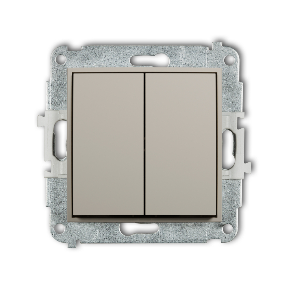 Mechanizm łącznika podwójnego krzyżowego (dwa klawisze bez piktogramu) podtynkowy IP 20, 10AX 250V~ MINI taupe - 60MWP-66.1 - KARLIK