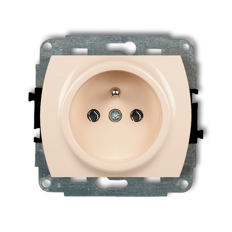 Mechanizm gniazda pojedynczego z uziemieniem 2P+Z (bez przesłon torów prądowych) podtynkowy IP 20, 16A 250V~ TREND beżowy - 1GP-1z - KARLIK