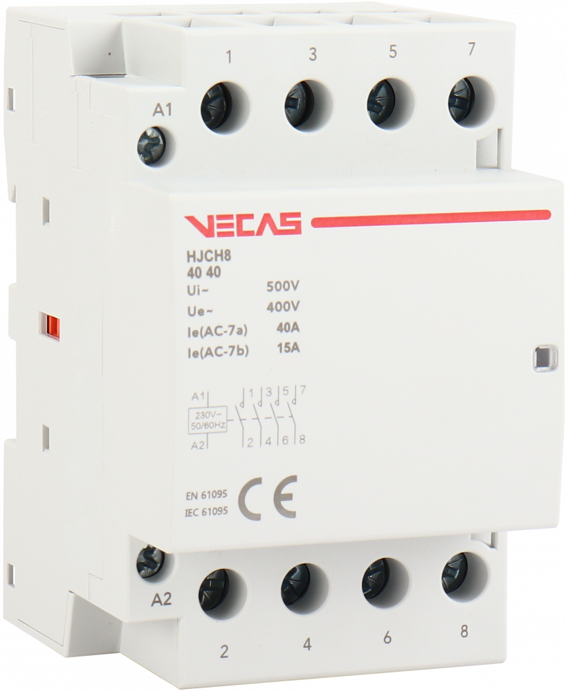 Stycznik modułowy 40A 4NO 230V AC - VCS-HJCH8-40-40-230 - VECAS