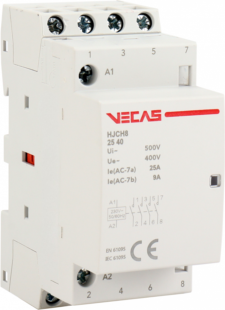 Stycznik modułowy 25A 4NO 230V AC - VCS-HJCH8-25-40-230 - VECAS