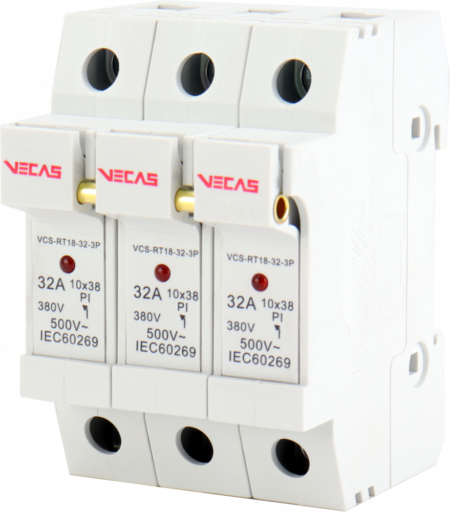 Podstawa bezpiecznikowa RT18-32 3P 32A 10x38 - VCS-RT18-32-3P - VECAS