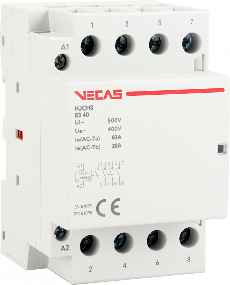 Stycznik modułowy 63A 4NO 230V AC - VCS-HJCH8-63-40-230 - VECAS