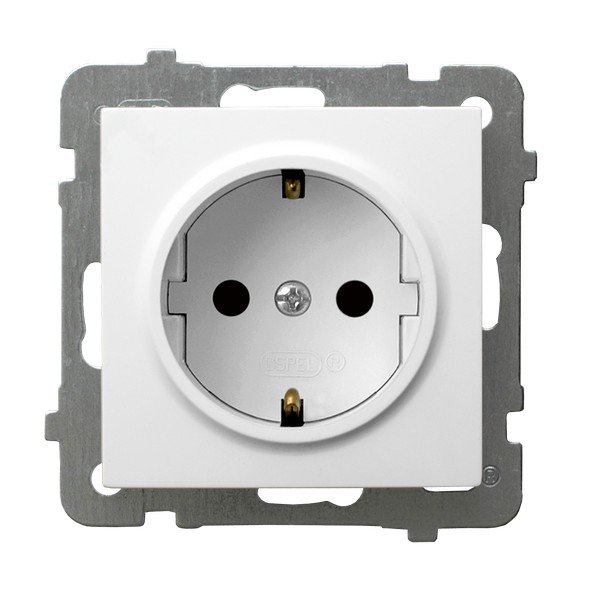 GNIAZDO POJEDYNCZE Z UZIEMIENIEM 2P+Z SCHUKO ZACISKI ŚRUBOWE 16A 250V IP20 BIAŁY AS - GP-1GS/m/00 - OSPEL