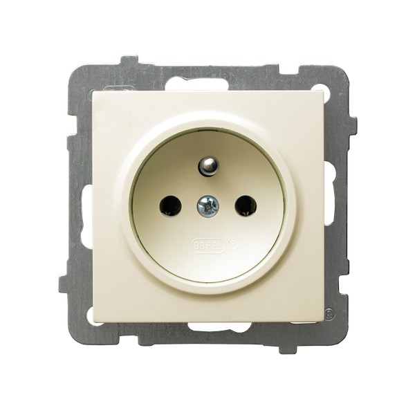 GNIAZDO POJEDYNCZE Z UZIEMIENIEM 2P+Z ZACISKI ŚRUBOWE 16A 250V IP20 ECRU AS - GP-1GZ/m/27 - OSPEL