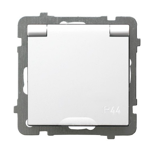 GNIAZDO POJEDYNCZE Z UZIEMIENIEM 2P+Z BRYZGOSZCZELNE Z KLAPKĄ Z PRZESŁONAMI ZACISKI ŚRUBOWE 16A 250V IP44 BIAŁY AS - GPH-1GZP/m/00/w - OSPEL