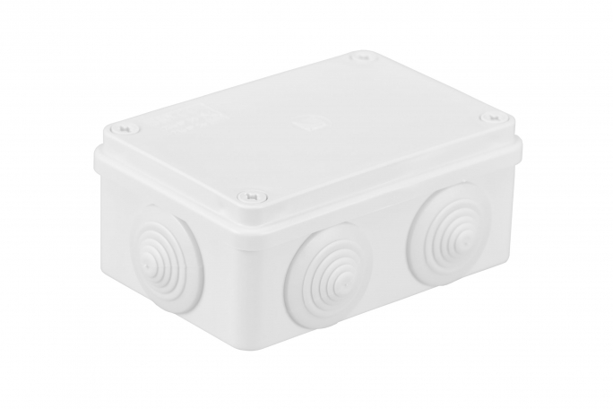 PUSZKA INSTALACYJNA NATYNKOWA HERMETYCZNA BIAŁA120 X 80 X 50, 6 DŁAWIKÓW IP55 BIAŁA - S-BOX 206B - PAWBOL