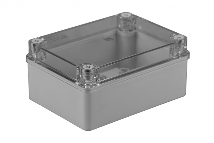 PUSZKA HERMETYCZNA 150 X 110 X 70, BEZ DŁAWIKÓW, IP 56 SZARA POKRYWA PRZEŹROCZYSTA - S-BOX 316-P - PAWBOL