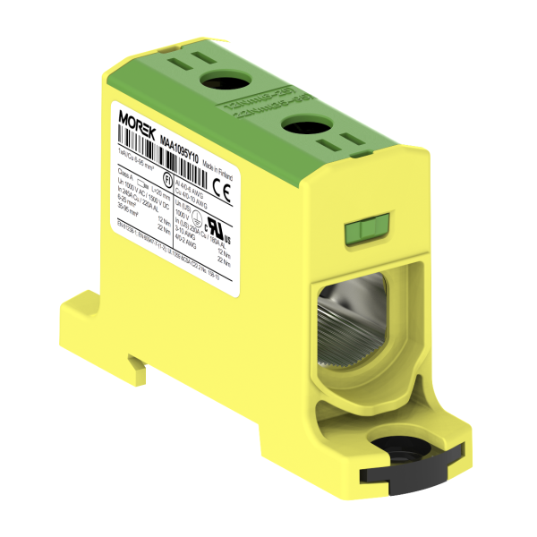 OTL95  żółto-zielony 1xAl/Cu 6-95mm2 1000V AC/1500V DC Zacisk uniwersalny - MAA1095Y10 - MOREK