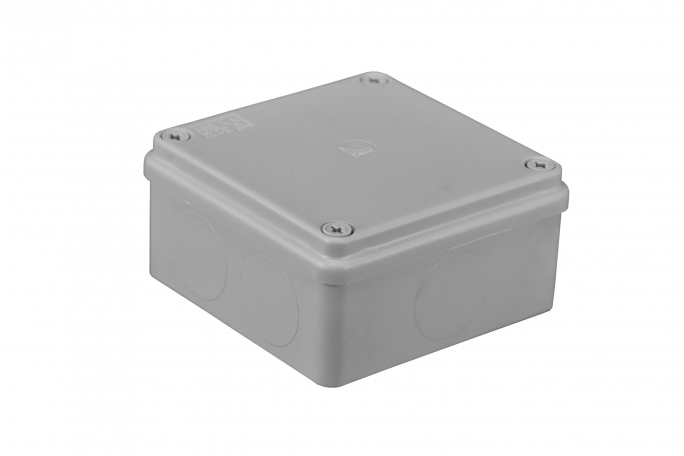 PUSZKA INSTALACYJNA NATYNKOWA (HERMETYCZNA) S - BOX 100 X 100 X 50, BEZ DŁAWIKÓW, IP56 SZARA - S-BOX 116 - PAWBOL