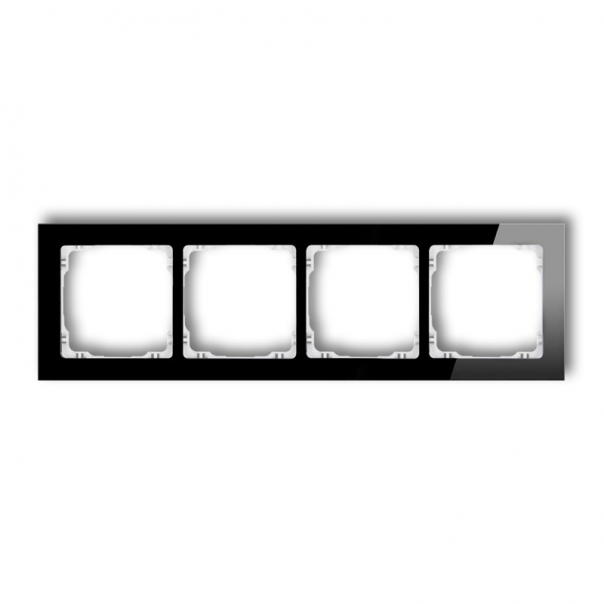 DECO Ramka uniwersalna 4-krotna - efekt szkła (ramka: czarna; spód: biały) - 12-0-DRS-4 - KARLIK