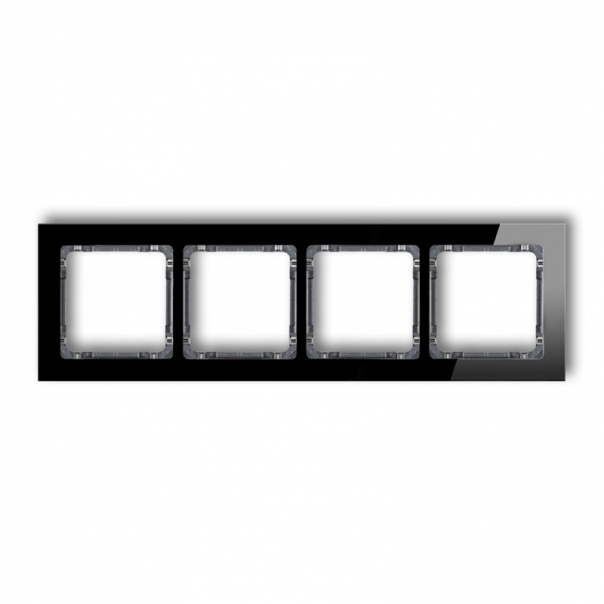 Ramka uniwersalna 4-krotna - efekt szkła (ramka: czarna; spód: grafitowy) - 12-11-DRS-4 - KARLIK