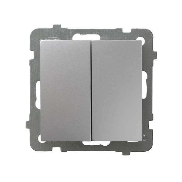 ŁĄCZNIK PODWÓJNY SCHODOWY ZACISKI ŚRUBOWE 10AX 250V IP20 SREBRNY AS - ŁP-10G/m/18 - OSPEL