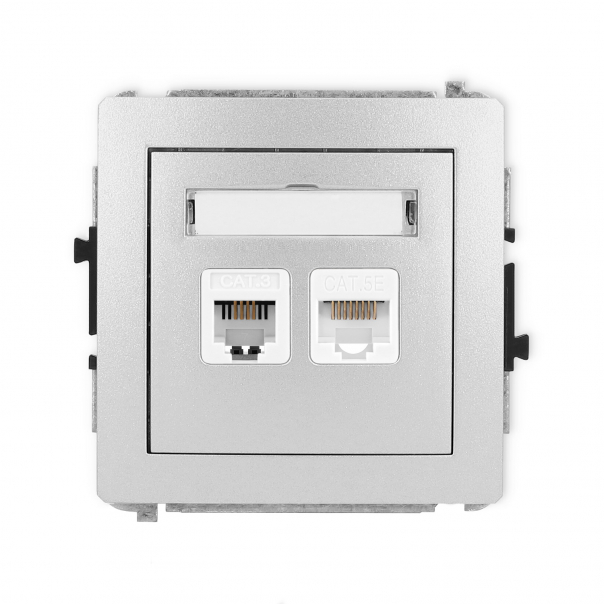 DECO; Gniazdo Komputerowe-Telefoniczne RJ45 + RJ11 srebro 7DGTK - 7DGTK - KARLIK