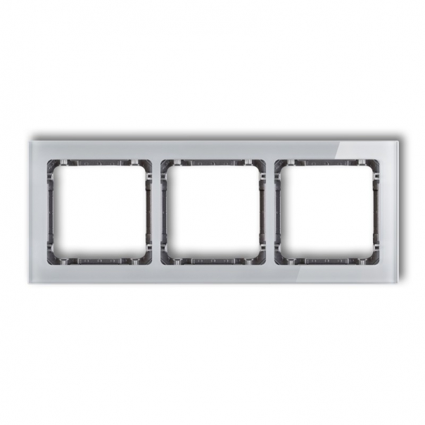 DECO Ramka uniwersalna 3-krotna - efekt szkła (ramka: szara; spód: grafitowy) - 15-11-DRS-3 - KARLIK