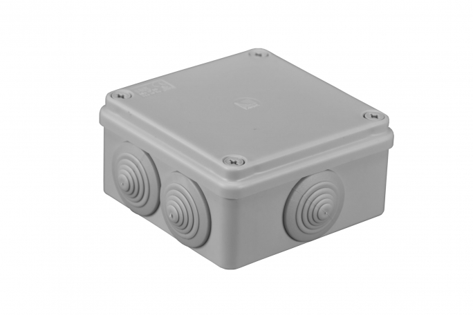 PUSZKA HERMETYCZNA SZARA 100 X 100 X 50 6 DŁAWIKÓW IP55 - S-BOX 106 - PAWBOL