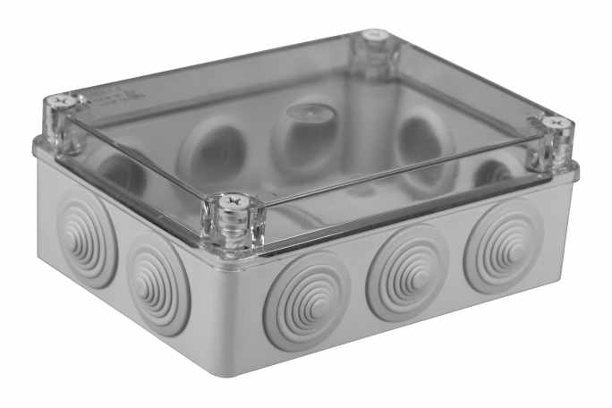 PUSZKA HERMETYCZNA 190 X 140 X 70, 10 DŁAWIKÓW IP55 - S-BOX 406-P - PAWBOL