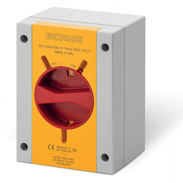 Wyłącznik 3P+N 40A  IP65 emergency - 590.EM4015 - SCAME