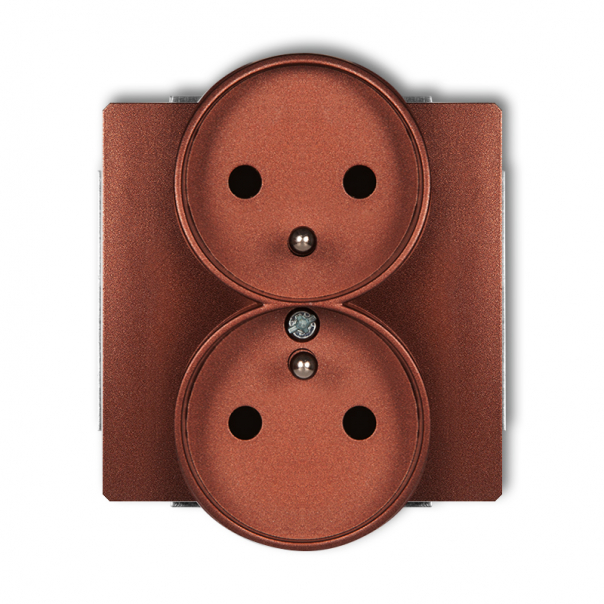 Mechanizm gniazda podwójnego do ramki z uziemieniem 2x(2P+Z) brązowy metalik Karlik Deco 9DGPR-2zp - 9DGPR-2zp - KARLIK
