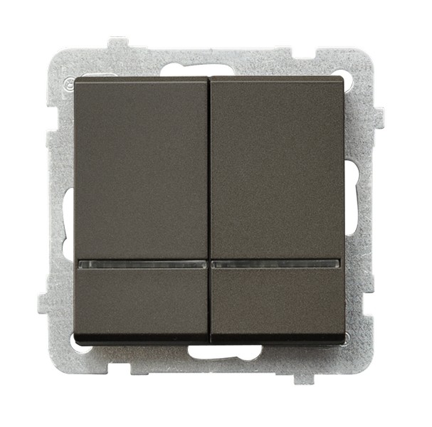 ŁĄCZNIK DWUGRUPOWY ŚWIECZNIKOWY Z PODŚWIETLENIEM CZEKOLADOWY METAL SONATA - ŁP-2RS/m/40 - OSPEL