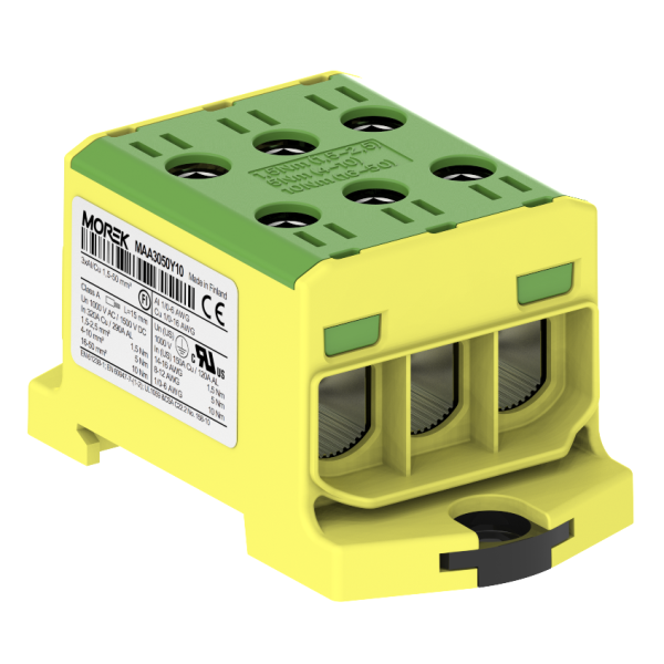 OTL50-3  żółto-zielony 3xAl/Cu 1,5-50mm2 1000V AC/1500V DC Zacisk uniwersalny - MAA3050Y10 - MOREK