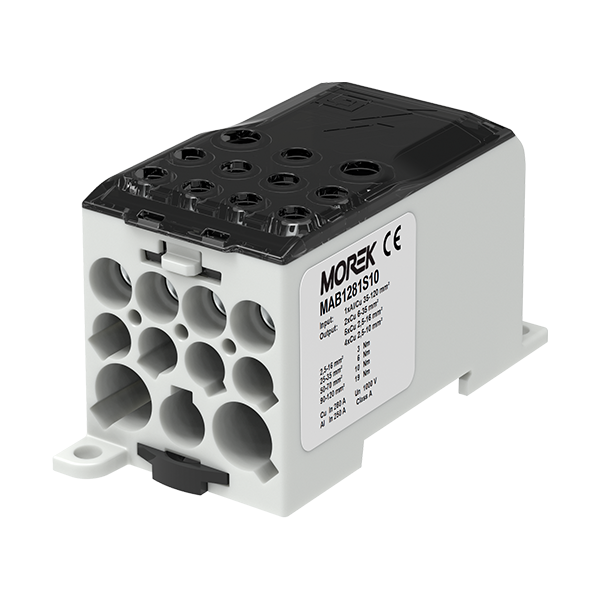 OJL280A czarny blok dystrybucyjny - rozdzielczy we. 1xAl/Cu120 wyj. 2x35/5x16/ 4x10mm2  1000VAC/DC - MAB1281S10 - MOREK