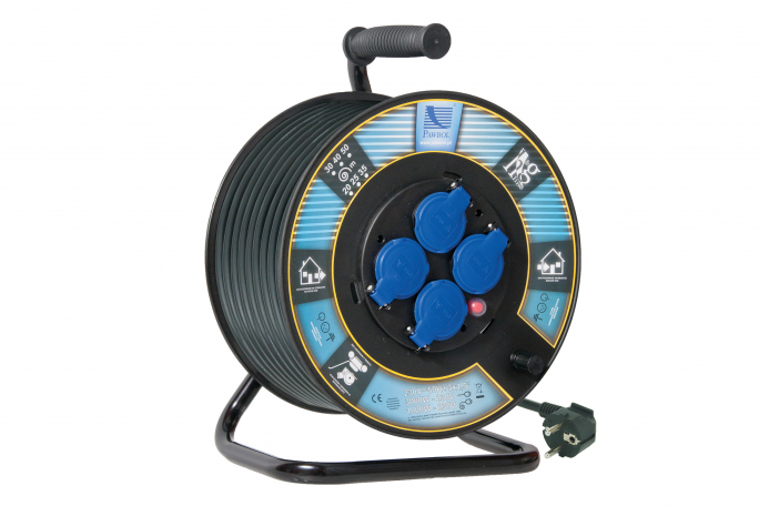 Przedłużacz na bębnie PB H05RR F 3x1,5 - 50m, 4xGZ16A (250V), IP 44 - B.1116-300G-50 - PAWBOL