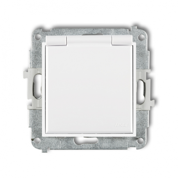 Mechanizm gniazda bryzgoszczelnego 2P+Z SCHUKO(klapka biała)(przesłony torów) - MGPB-1sp - KARLIK