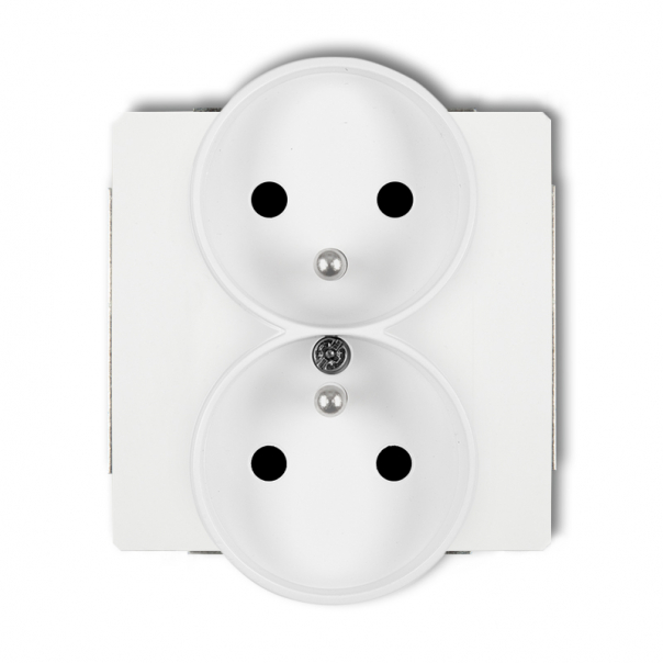 Mechanizm gniazda podwojnego do ramki DECO Soft, z uziemieniem  2x(2P+Z) (przesłony torów prądowych) - DGPRSO-2zp - KARLIK