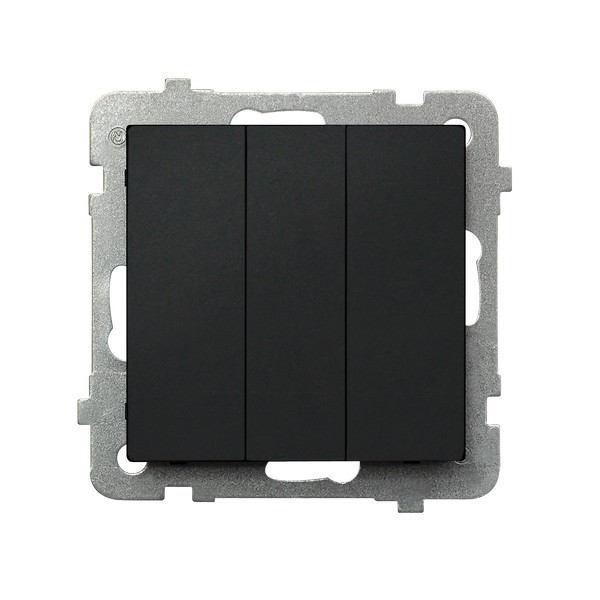 ŁĄCZNIK POTRÓJNY ZWIERNY ZACISKI AUTOMATYCZNE 10AX 250V IP20 CZARNY METALIK SONATA - ŁP-24R/m/33 - OSPEL