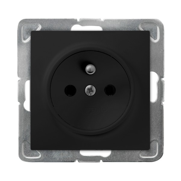 Gniazdo pojedyncze z uziemieniem 16A/250~, IP-20, zaciski gwintowe CZARNY METALIK - GP-1YZ/m/33 - OSPEL
