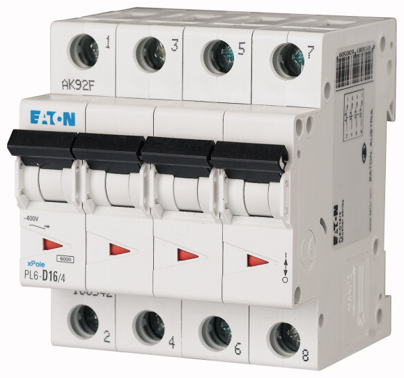 WYŁĄCZNIK NADPRĄDOWY B 16A 4 POLOWY PL6-B16/4  - 166494 - EATON