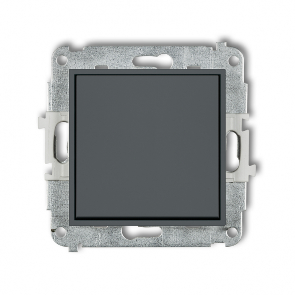 Mechanizm łącznika zwiernego, jednobiegunowego (jeden klawisz bez piktogramu) podtynkowy IP 20 / IP 44, 10AX 250V~ MINI grafitowy mat - 28MWP-4.1 - KARLIK
