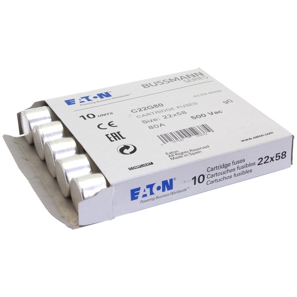 WKŁADKA BEZPIECZNIKOWA 22X58MM 80A GG ZWŁOCZNA - C22G80 - EATON